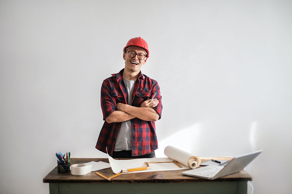A an architecture is smiling | Entrepreneurship is somebody who has no safety net underneath them
